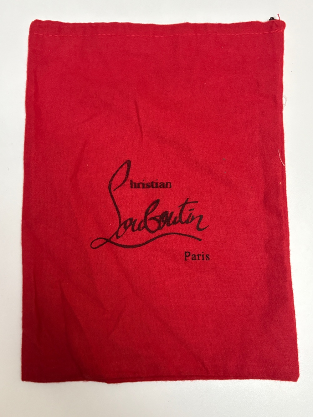 Christian Louboutin Red Fabric Dust Bag with Black Script Logo